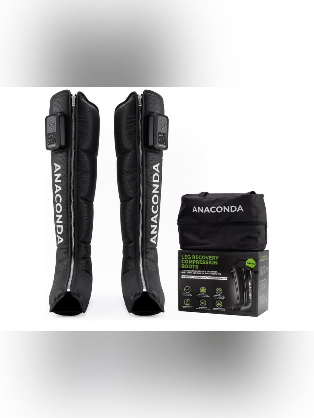 Anaconda Wireless Leg Compression Boots Sequential Air Recovery Massager Large